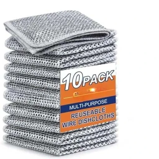 Pack of 10 Non-Scratch Wire Dishcloth & Gaps Cleaning Brush, Multipurpose Wire D