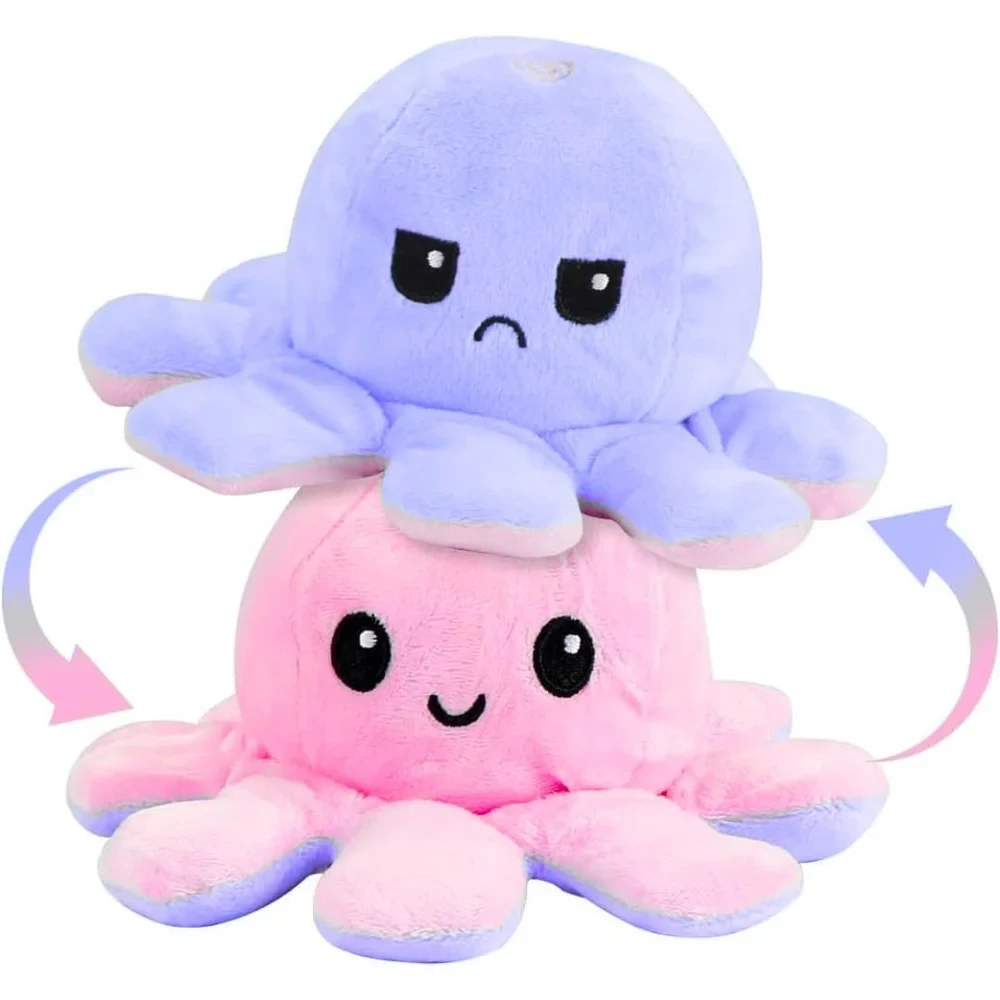 Pink and Purple Reversible Octopus Plush Soft Toy, For Home pack of 2