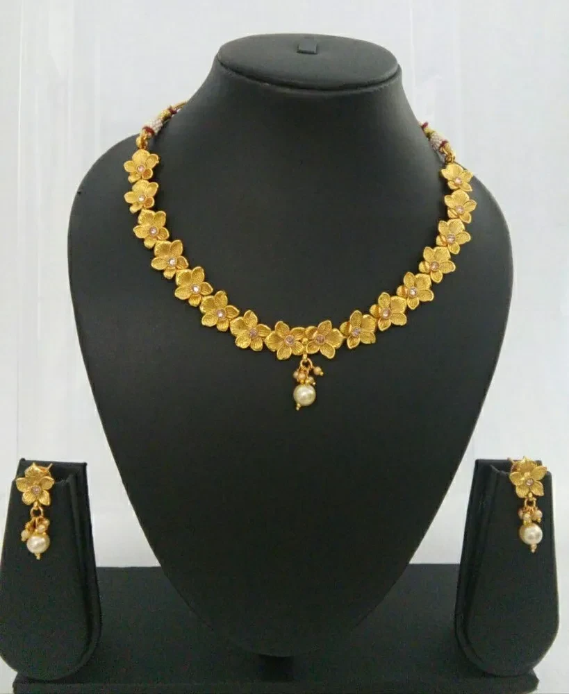 TEZSHREE Golden flower Necklace Set, For Occassions/Festivals