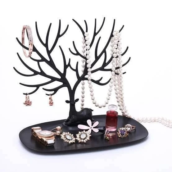 Plastic Dressing table top home decor jewellary hanger, White, Black