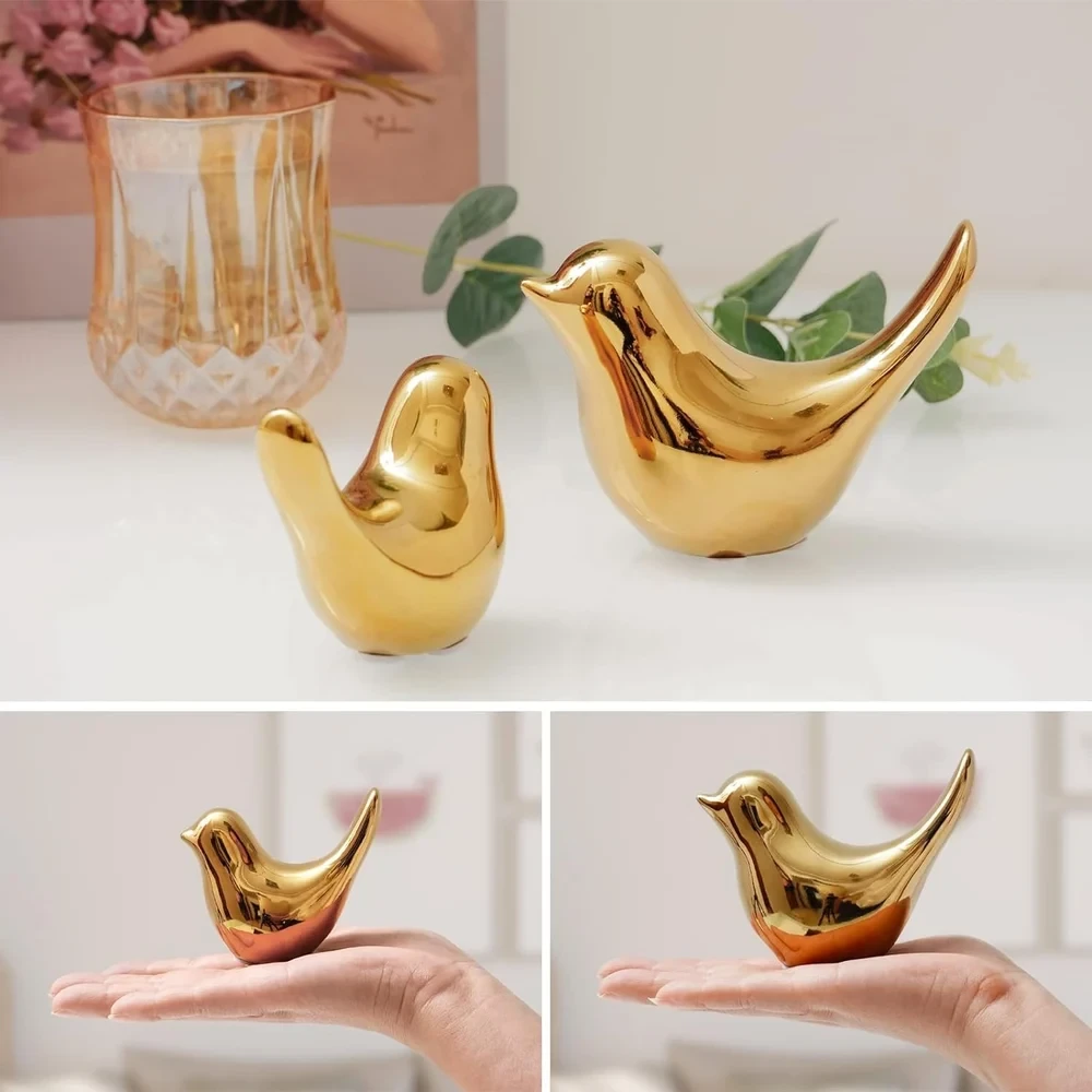 Small Birds Idol Statue Showpiece for Homedecor Decoration Gift Gifting Items-Or