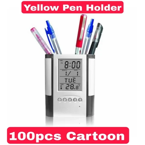 Desktop Pen Holders with digital clock