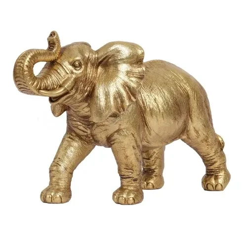 Large Golden Elephant Figurine