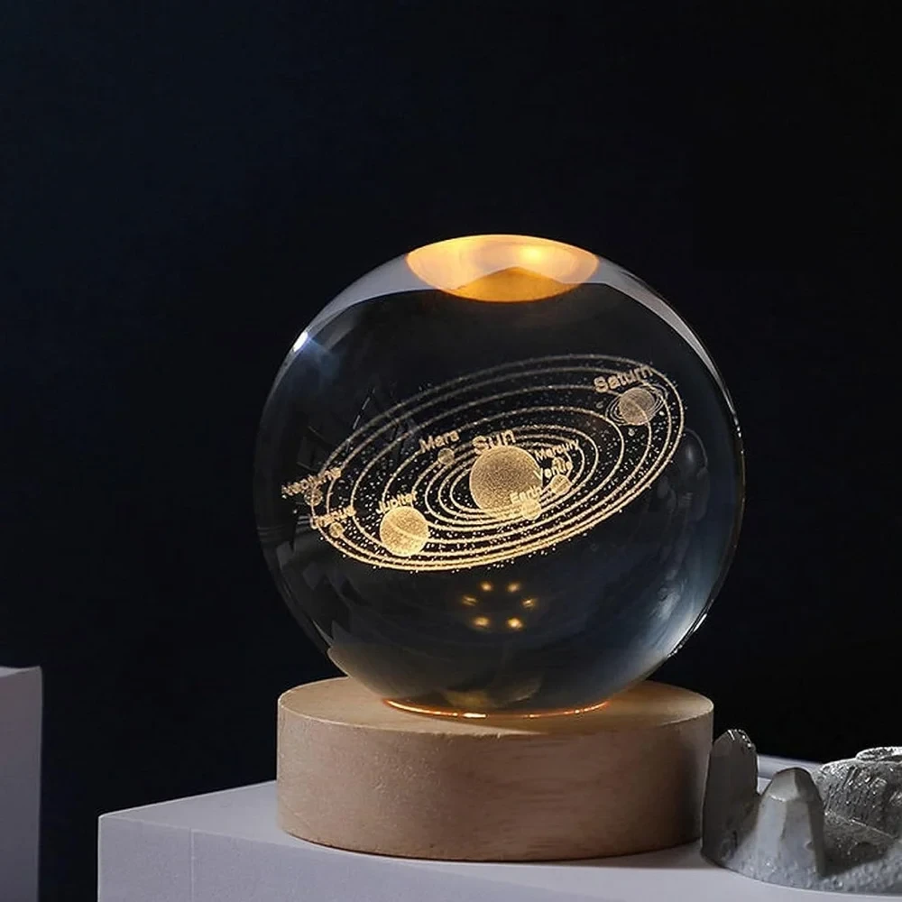 3d crystal Solar System lamp