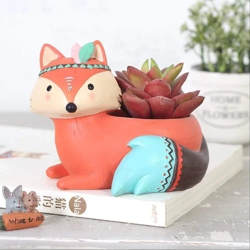 The Decorshed Fox Mini Planter/Pot/Pot and Planter for Home/Garden/Kids Room/Bal