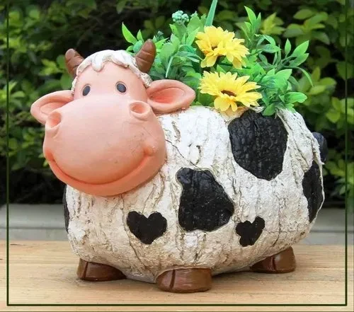 The Decorshed White Cow Resin Pot