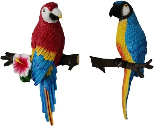 The Decorshed Set of 2 Parrot on Branch for Room Decor, Home Decor, Garden Decor
