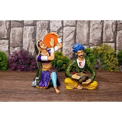 Resin Rajasthani Traditional Musical Couples Handicraft Statue Set of 2